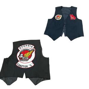 Vintage GWRRA Georgia Chapter L Motorcycle Vest Gold Wing Road Riders / Medium -